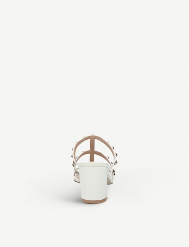 Rockstud leather heeled mules