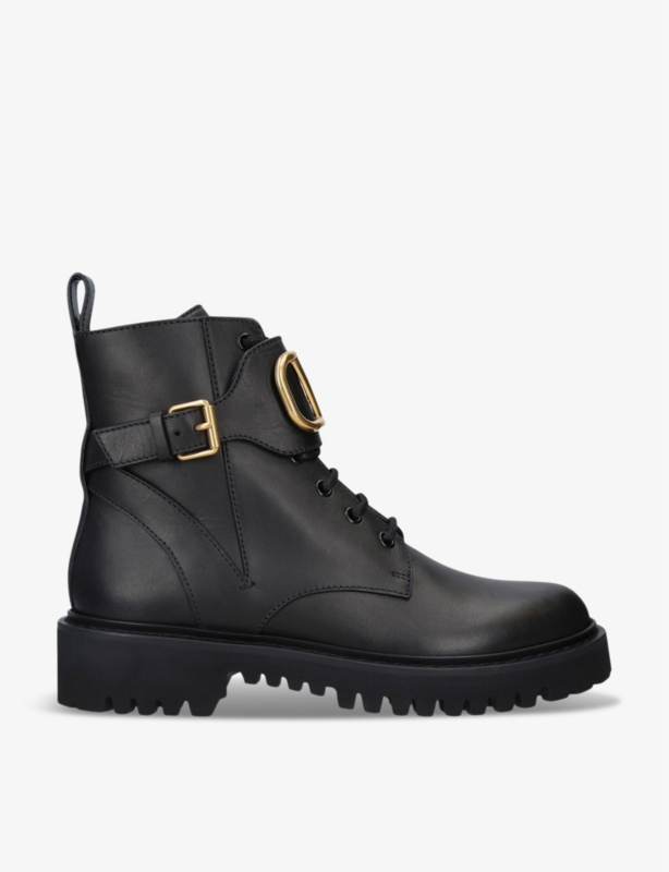 Logo-plaque leather ankle boots