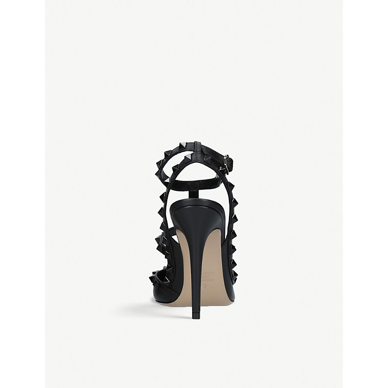Shop Valentino So Noir 100 Studded Leather Courts In Black/comb