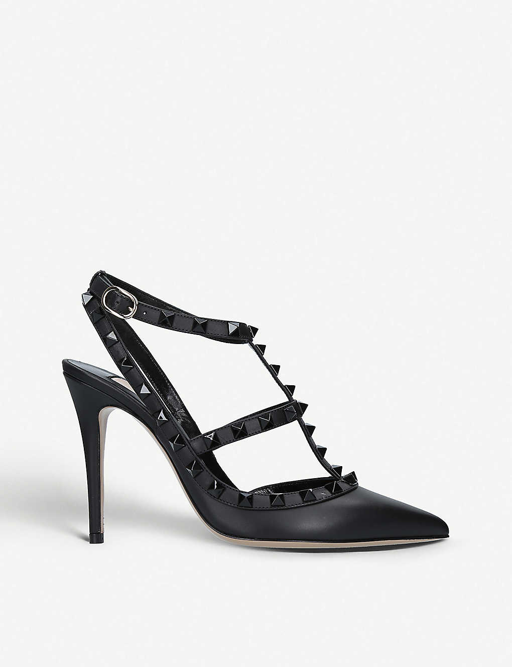 Shop Valentino So Noir 100 Studded Leather Courts In Black/comb