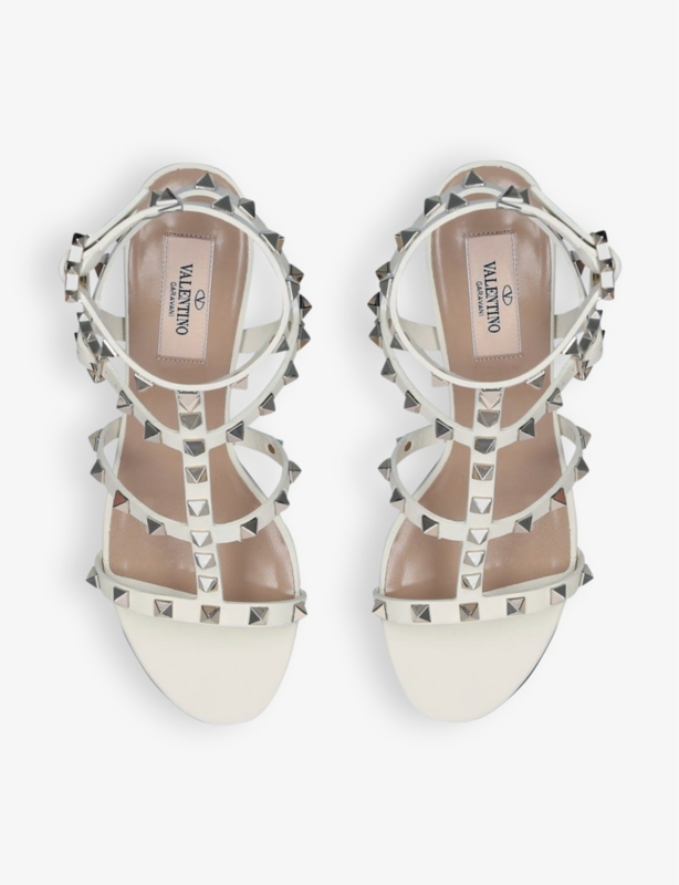 Rockstud leather heeled sandals