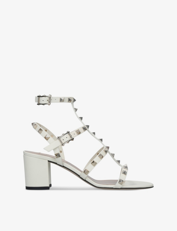 Rockstud leather heeled sandals