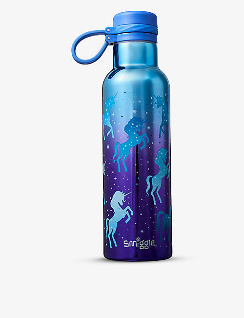 SMIGGLE: Sports logo-print stainless-steel water bottle 640ml