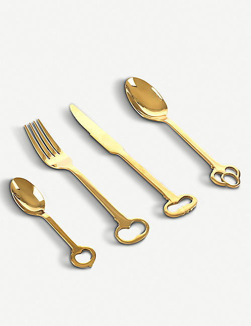 SELETTI: Keytlery gold-toned stainless steel cutlery 24-piece set