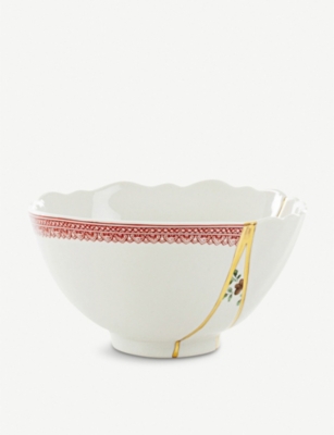 SELETTI: Kintsugi N1 porcelain and 24ct gold bowl 15.2cm