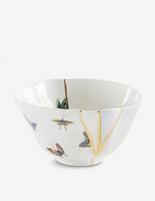 SELETTI - Kintsugi N2 porcelain and 24ct gold bowl 15.2cm