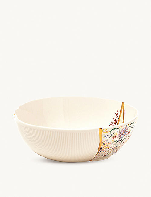 SELETTI: Kintsugi N1 porcelain and 24ct gold bowl 19cm