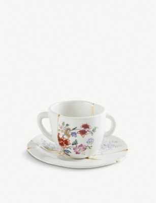 SELETTI: Kintsugi N1 porcelain coffee cup and saucer