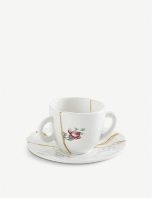 SELETTI: Kintsugi N1 porcelain coffee cup and saucer
