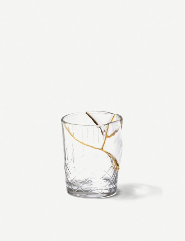 Kintsugi glass and gold tumbler