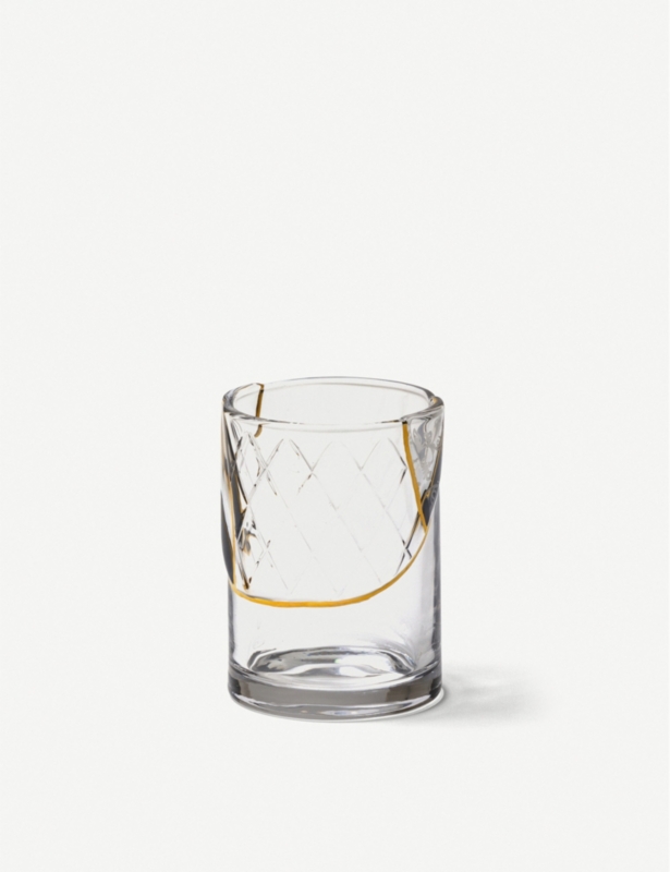 Kintsugi glass and gold tumbler