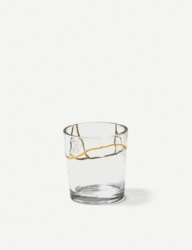Kintsugi glass and gold tumbler