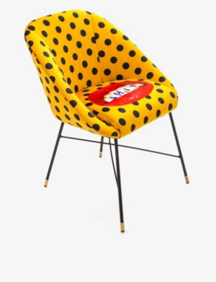 Shop Seletti Wears Toiletpaper Sh*t-print Velvet Chair 50cm X 60cm