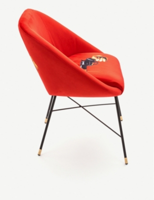 Shop Seletti Wears Toiletpaper Revolver-print Velvet Chair 86cm X 79cm