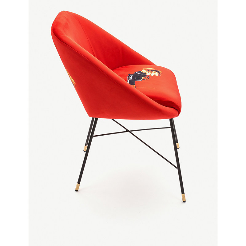Shop Seletti Wears Toiletpaper Revolver-print Velvet Chair 86cm X 79cm