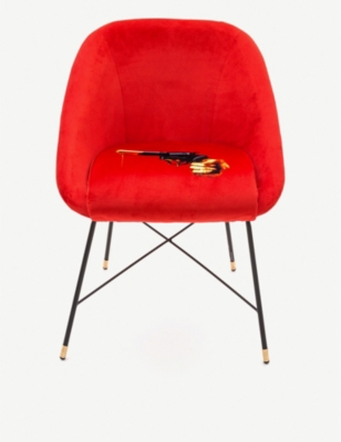 Seletti Wears Toiletpaper Revolver-print Velvet Chair 86cm X 79cm