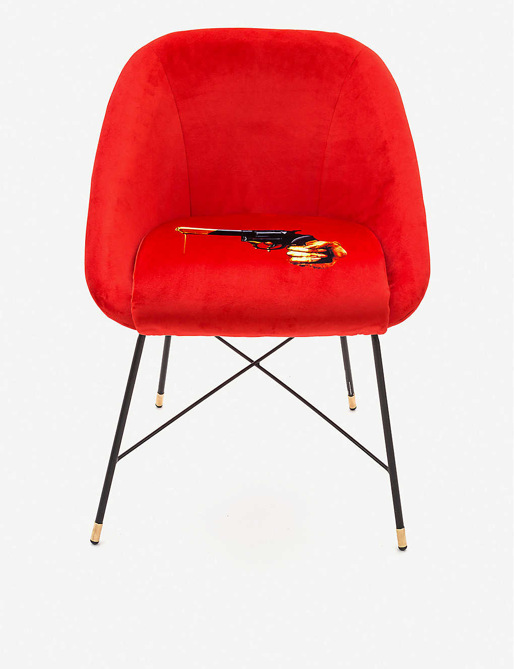 Seletti Wears Toiletpaper Revolver-print Velvet Chair 86cm X 79cm