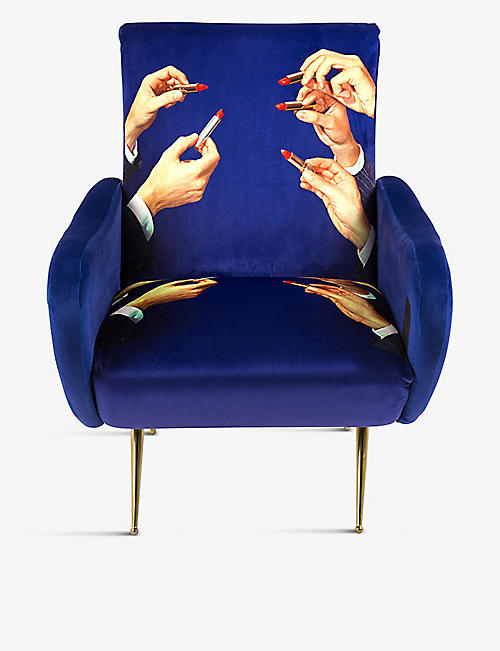 SELETTI: Printed velvet armchair
