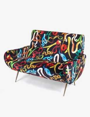 Seletti Toiletpaper Snake-print Two-seater Woven Sofa 122cm
