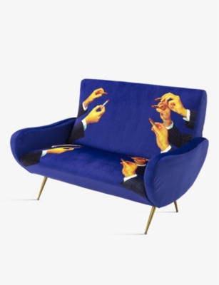 Seletti X Toiletpaper Lipstick-print Two-seat Wood And Fabric Sofa