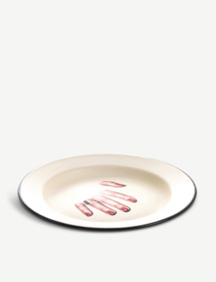 Seletti Wears Toiletpaper Fingers Enamel Plate 26cm In Beige