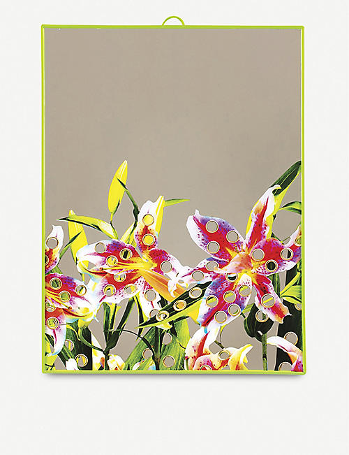 SELETTI: Toiletpaper floral-print glass mirror 40cm