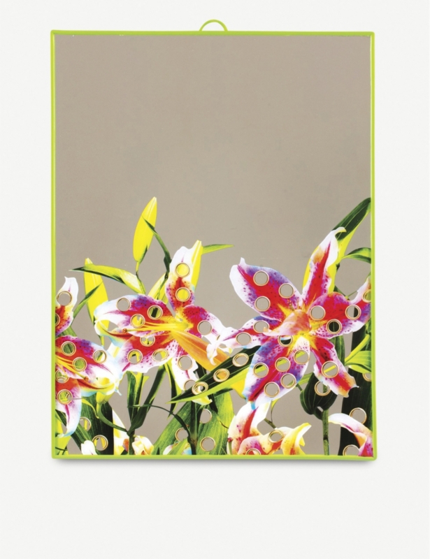 Toiletpaper floral-print glass mirror 40cm