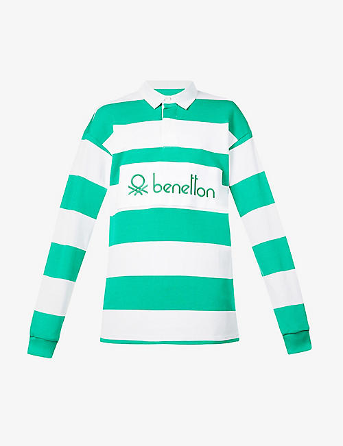 BENETTON: Striped cotton polo shirt
