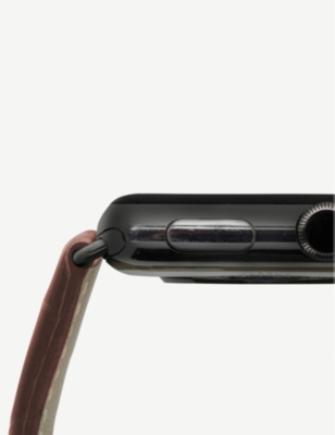 MINTAPPLE: Apple Watch alligator-embossed leather strap and stainless steel case 38mm/40mm