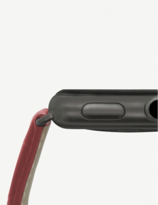 MINTAPPLE: Apple Watch alligator-embossed leather strap and aluminium case