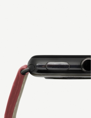 MINTAPPLE: Apple Watch alligator-embossed leather strap and stainless steel case 38mm/40mm