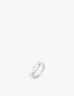MARIA BLACK: Mom white rhodium-plated sterling silver ring