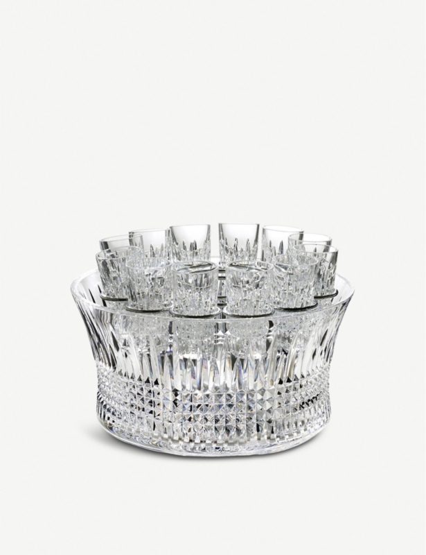 Lismore Diamond vodka set with twelve shot glasses