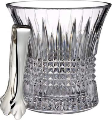 Waterford Lead Crystal Marquis Quadrata Ice Bucket With Tongs