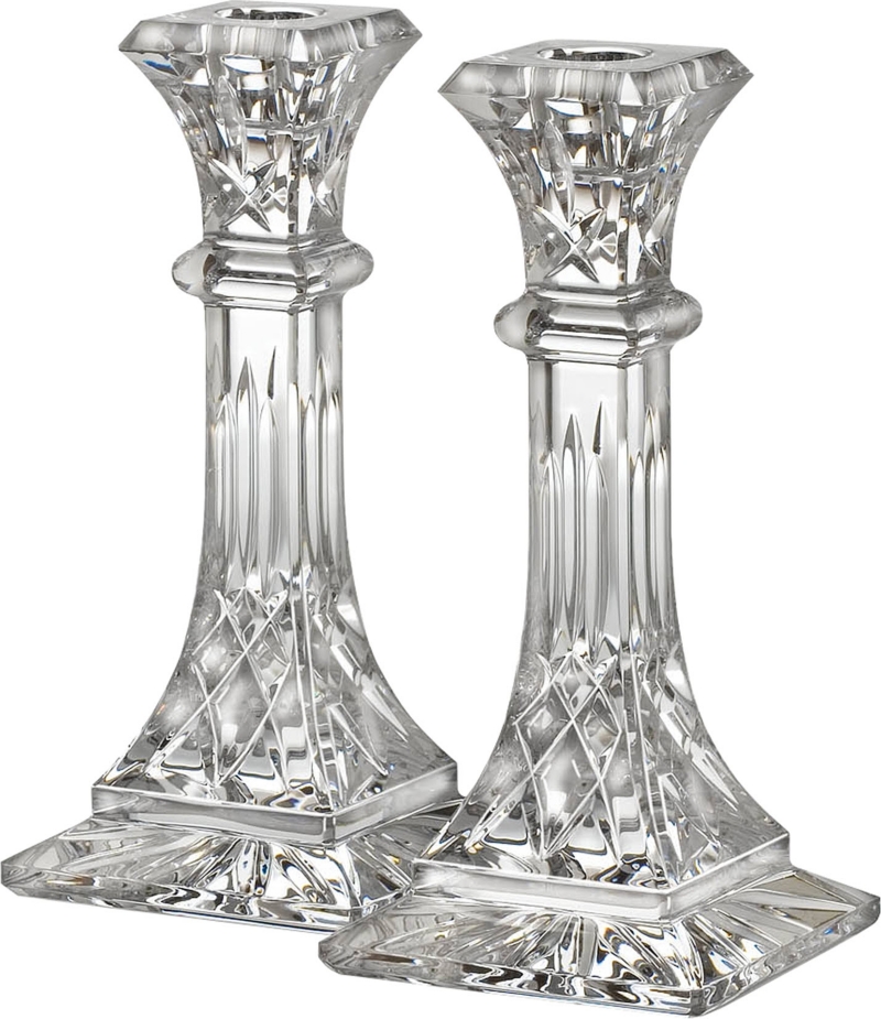 WATERFORD   Lismore pair of crystal candlesticks 20cm