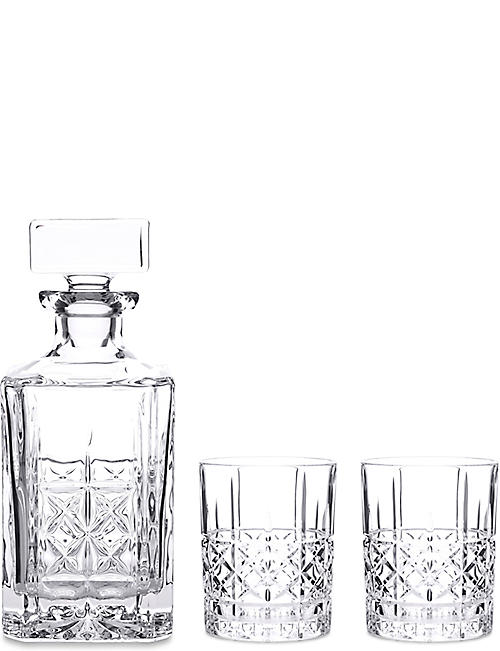 WATERFORD: Marquis Brady crystalline Double Old Fashioned tumblers and Decanter