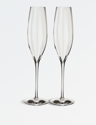 WATERFORD: Elegance Optic crystal champagne flute set of two