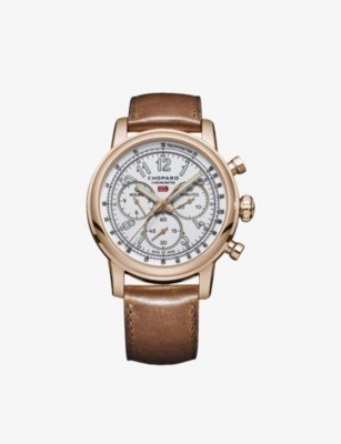 CHOPARD CHOPARD MENS ROSE GOLD 161299-5001 MILLE MIGLIA CLASSIC XL 90TH ANNIVERSARY 18CT ROSE-GOLD AND LEATH,28999602