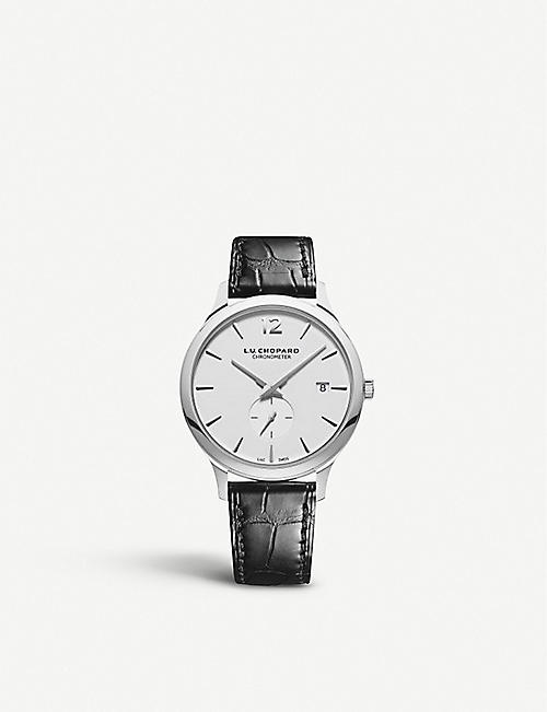 CHOPARD: 168591-3001 L.U.C XPS stainless steel and leather watch