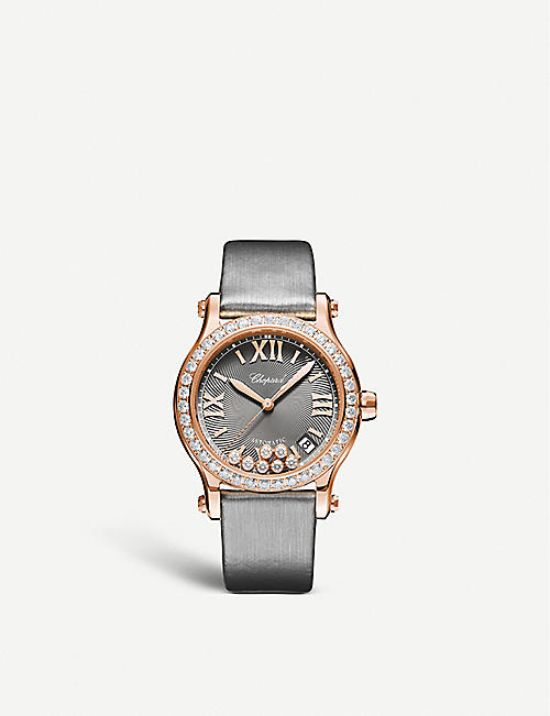 CHOPARD: 274808-5014 Happy Sport 18ct rose-gold and diamond watch