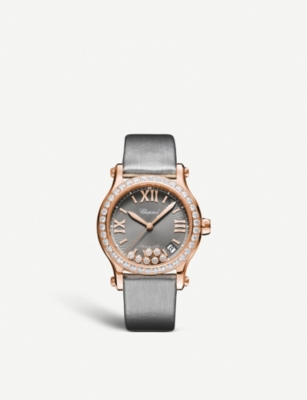 CHOPARD 274808 5014 Happy Sport 18ct rose gold and diamond watch