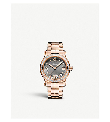 Chopard 274808-5015 HAPPY SPORT 18CT ROSE-GOLD AND DIAMOND WATCH