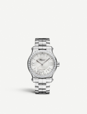 CHOPARD Happy Sport Medium stainless steel and diamond watch