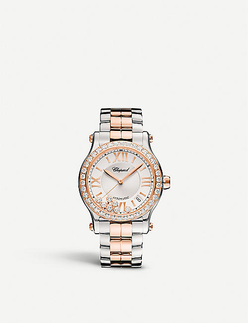 CHOPARD: 278559-6004 Happy Sport 18ct rose-gold and stainless steel watch