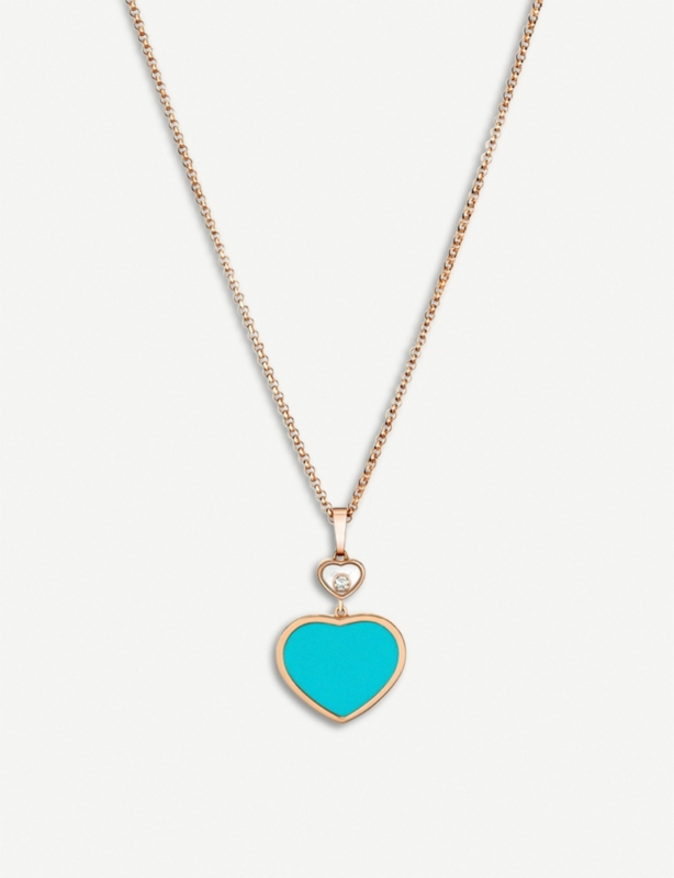 Happy Hearts 18ct rose-gold, diamond and turquoise necklace