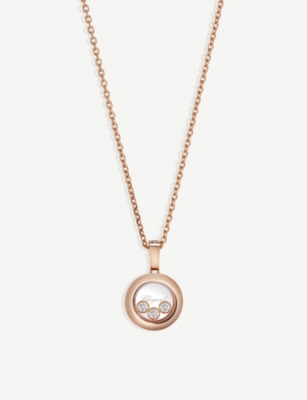 Shop Chopard Women's Happy Diamonds Icons 18ct Rose-gold And Diamond Pendant