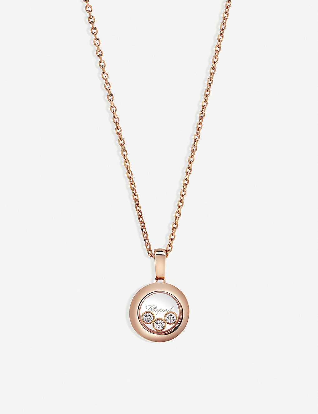 CHOPARD CHOPARD WOMENS ROSE HAPPY DIAMONDS ICONS 18CT ROSE-GOLD AND DIAMOND PENDANT,94079708