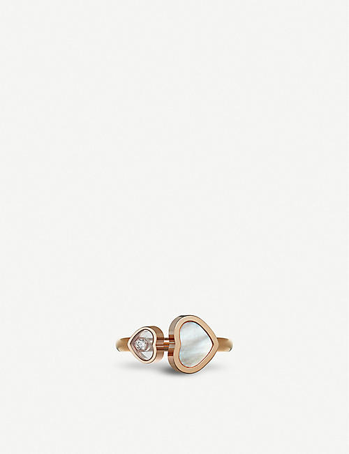 CHOPARD: Happy Hearts 18c rose-gold and mother-of-pearl ring