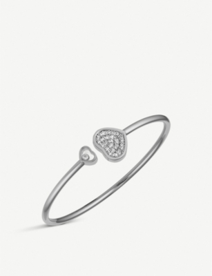 CHOPARD CHOPARD WOMENS 18 CARAT WHITE GOLD HAPPY HEARTS 18CT WHITE-GOLD AND DIAMOND BANGLE,23176201