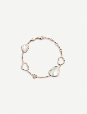 CHOPARD: Happy Hearts 18ct rose-gold, diamond and mother-of-pearl bracelet